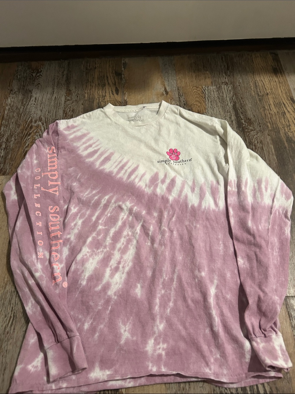 Simply Southern Pink and White Tie-Dye Long Sleeve Shirt